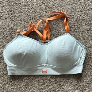 Under Armour Light Blue Sports Bra with Orange Straps